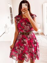 Floral Print Ruffle Sleeve Chiffon Dress for Summer Vacation Lightweight Comfortable Casual Wear
