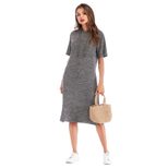Womens Summer Dress Solid Color Short Sleeve Loose Fit Hooded Side Slit Casual Wear Wholesale Av