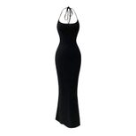 Sexy Halter Neck Bodycon Dress High Waist Backless Long Length Autumn Winter Evening Gown Wholes