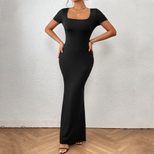 Elegant Square Neck Mermaid Maxi Dress Summer Collection Slim Fit European and American Style Wh