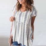 Loose Fit Womens T Shirt Summer Floral Print Round Neck Short Sleeve Available in Multiple Sizes Wholesale