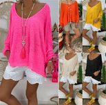 Plus Size Womens Long Sleeve T Shirt Solid Color Loose Fit Comfortable Fabric Casual Wear
