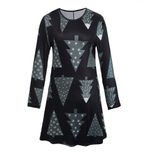 Womens Christmas Dress Round Neck Snowman Print Autumn Winter Casual Style
