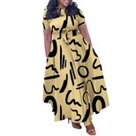 Plus Size African Style Dress Fashionable Short Sleeve A Line Tie Detail Perfect for Summer Even