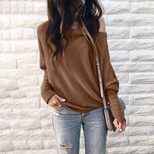 Off Shoulder Lantern Sleeve T Shirt for Women Casual Batwing Design Lightweight Fabric Autumn Collection