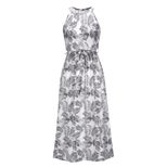Floral Print Maxi Dress for Women Halter Neckline Zipper Closure Summer Casual Wear
