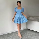 Elegant Summer A Line Dress Sweet and Fresh Style Square Neck Backless Design High Waist Perfect