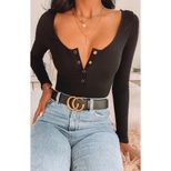 Long Sleeve Deep V Neck Jumpsuit Slim Fit Tie Detail Comfortable Fabric Spring Summer Fashion Wh