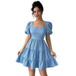 Elegant Summer A Line Dress Sweet and Fresh Style Square Neck Backless Design High Waist Perfect