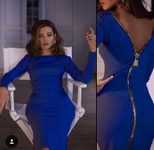 Knee Length Knitted Dress Sexy Back Zipper Long Sleeve Comfortable Fabric Nightclub Wear Ready t