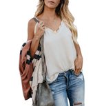 Summer Womens V Neck Cami Top Ruffled Hem Backless Design European Style Casual Wear for Warm We
