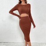 Knitted Bodycon Dress Sexy Hollow Design Slim Fit Elegant Style Perfect for Parties and Night Ou
