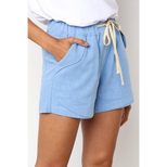 High Waisted Womens Casual Shorts European Style Elastic Fabric Drawstring Design Spring Summer