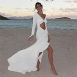 Summer Womens Dress V Neck Sheer Hollow Out Ruffled Lace Slim Fit Perfect for Parties and Events