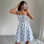Floral Print Short Dress Sleeveless Square Neck Summer Style Casual Wear for Women Wholesale Ava