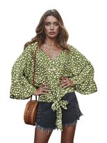 Womens Polka Dot Top Original Design Trendy Style Fashionable Elements Perfect for Casual Wear W