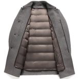 Mens Wool Jacket Thick Double Sided Fabric Stand Collar Insulated with Down Lining Autumn Winter