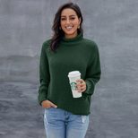 Womens Oversized Turtleneck Sweater Batwing Long Sleeves Warm Knit Fabric Versatile Style Perfect for Winter Wea