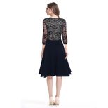Cotton Patchwork Midi Dress for Women Round Neck Short Sleeve Elegant Style Summer