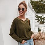 V Neck Knitted Sweater for Women Casual Fit Long Sleeve Lightweight Fabric Perfect for Spring and Fall