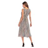 Sleeveless Round Neck Colorful Striped Print Dress Summer Fashion Casual Style Comfortable Fit W