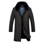 Mens Wool Overcoat Mid Length Large Size Winter Outerwear for Seniors custom packaging