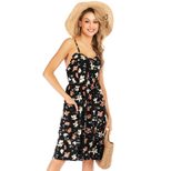 Chiffon Floral Print Maxi Dress High Waist Sleeveless Lightweight Spring Summer Casual Wear Whol