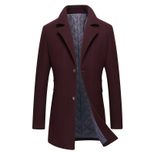 Mens Business Overcoat Thick Wool Blend Single Breasted Mid Length Suit Collar Formal Wear Winte