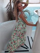 Floral Print Chiffon Maxi Dress for Women Sleeveless Beach Vacation Style Available in Multiple Sizes Wholesale