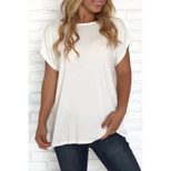 Womens Solid Color T Shirt European Style Round Neck Short Sleeve Regular Fit Casual Wear for Su