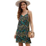 Womens Vintage Floral Print Maxi Dress V Neck Button Closure Loose Fit Summer Casual Wear Wholes