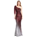 Evening Gown One Shoulder Sequin Detail Elegant Long Dress Summer Party or Gala Wear Wholesale A