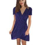 V Neck Irregular Sequin Evening Dress for Women Short Sleeve Party Wear Available in Multiple Sizes Wholesale