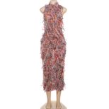 Womens Color Block Fringe Sleeveless Dress Slim Fit High Neck Trendy Style Perfect for Autumn Ev