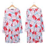 Christmas Cartoon Print Dress for Women Long Sleeve Round Neck Seasonal Holiday Wear