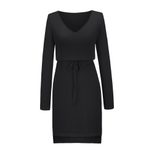 Knit Sweater Dress for Women Solid Color with Lace Up Detail Casual Spring Summer Wear