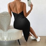 Womens Spring Sexy Backless Slip Dress Elegant Bodycon Side Slit Adjustable Straps Perfect for P