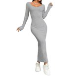 Womens Bodycon Dress Solid Color Long Length Sexy Style Autumn Winter Collection Wholesale Avail