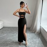 Lace Cutout Sexy Maxi Dress for Women Elegant Black Sleeveless Summer Style Perfect for Parties
