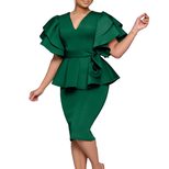 Elegant Ruffle Hem Bodycon Dress Solid Color Chic Design Perfect for Parties Wholesale Available