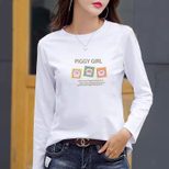 Womens Loose Fit Cotton T Shirt Digital Print Round Neck Long Sleeve Casual Autumn Wear Wholesal