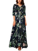 Bohemian Vintage Floral Maxi Dress V Neck Loose Fit Summer Vacation Wear custom packaging