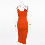 V Neck Backless Maxi Dress for Women Solid Color Slim Fit Sleeveless Summer Wear