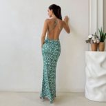 Summer Floral Maxi Dress Sexy Backless Fishtail Design Casual Perfect for Vacations and Music Fe