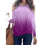 Rainbow Gradient Print Long Sleeve T Shirt for Women Casual Fit Comfortable Fabric Fall Winter Collection