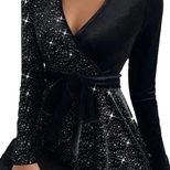 Velvet Sequin Dress Solid Color Sexy Style Autumn Winter Collection Ready to Ship Low MOQ privat