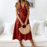 Floral Print Womens Casual Dress Summer Style Short Sleeve Lightweight Fabric