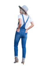 Womens Denim Overalls Five Button Design Casual Fit Adjustable Straps OEM ODM service