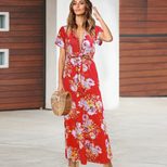 Summer Floral Maxi Dress for Women High Waist Sexy Style Comfortable Fabric Perfect for Casual O