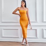 Chic Strapless Bodycon Dress Solid Color Summer Beachwear Elegant Style Wholesale Available low